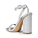 DREAM PAIRS Women's Chunky High Heels Sandals, Ankle Strap Open Square Toe Block Heels Cute Sparkly Heels for Wedding Party,Size 8.5,SILVER-GLITTER,SDHS2204W-1