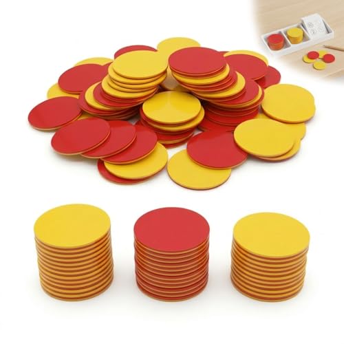 100Pcs Plastic Counting Math Counters Chips Learning Resources Two Color Counter Playing Counter Counting Bingos for Kids Numeracy Skills Sorting and Sorting Red and Yellow