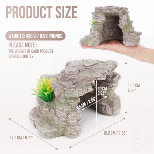 Turtle Tank Accessories Medium Reptile Hides and Caves for Bearded Dragon, Gecko, Lizard, Snake - Thumbnail 3