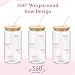 Mikopei Coquette Aesthetic Glass Cups with Lids and Straws - Pink Bow Iced Coffee Cup Decor, Cute Tumbler Smoothie with Cleaning Brush&Gift Box, Gifts for Girls Women Friends, 16 oz