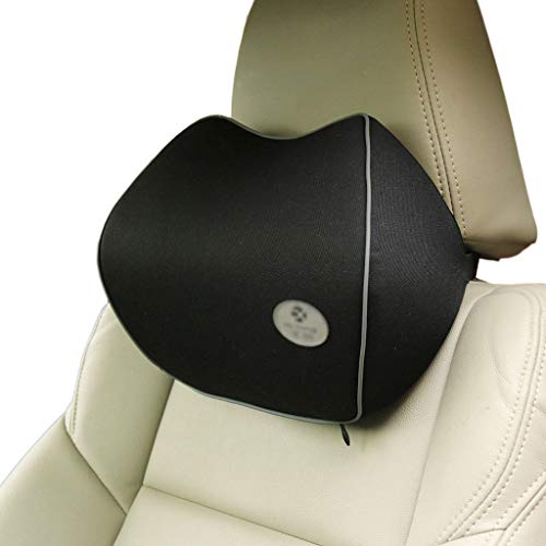 Totento Cojin Cervical Coche Reposacabezas Coche Cojin con Espuma de Memoria Ergonomico Almohada Cuello Coche para Asiento de Coche Conducción (Negro)