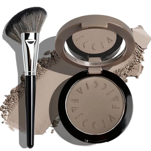 Okerker Cool Toned Contour Palette with Mirror, Taupe Grey Contour Powder for Fair Pale Light Cool Toned Skin, Nose Contouring Bronzer Powder with Face Brush