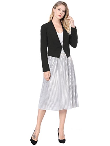 Allegra K Women's Work Office Blazer Collarless Business Casual Suit Jacket Cropped Blazer4