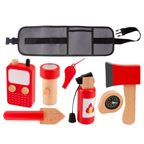 Outils fireman de jeu de rôle éducatif en bois avec sac pour fille et garçon
