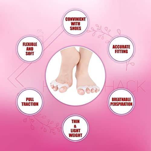 Home Shack 4Pcs Toe Separators for Overlapping Toes, Soft Gel Toe Spacers with Different Hardness Degrees for Relaxing Toes, Correct Bunions, Running and Yoga