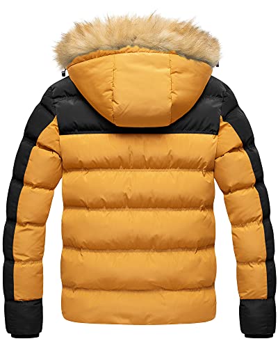 Image of Pursky Men's Puffer Jacket Waterproof Winter Bubble Coats Ski Parka Fur Hooded