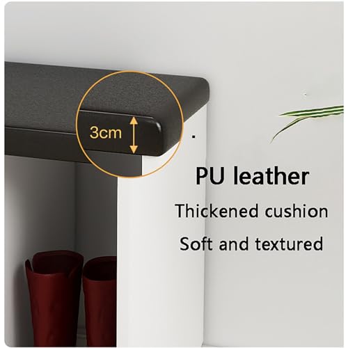Banc à chaussures en bois avec coussin confortable pour rangement d'entrée
