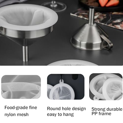 COAFTUG 4 Stück Feines Sieb Küche Nylon 200/300/400/450 Maschen Fine Filter Sieve Küchensieb Likörfilter Weinfilter Feinmaschig Siebfilter Weinsieb Strainer Passiersieb für Saft, Milch, Kaffee liquid