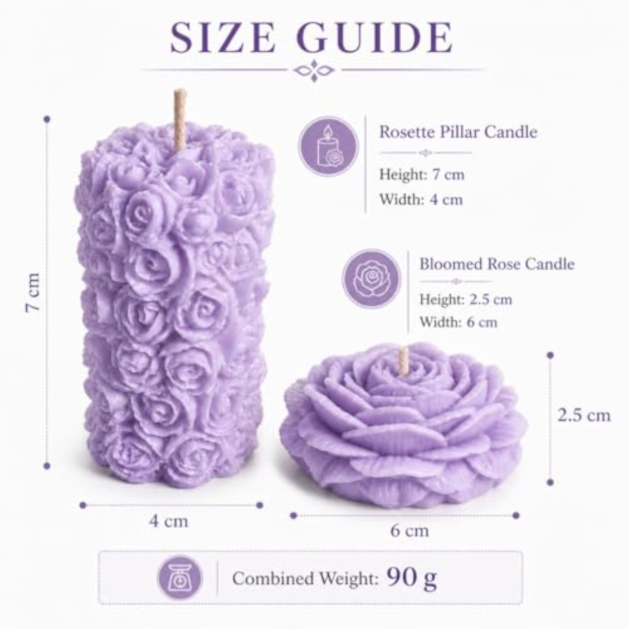 Rosette Pillar & Bloomed Rose Decorative Candle Gift Set