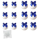 BEALIFE Weihnachtsbaumkugel Sets, leichte Ornamente für Hochzeitslocations, Schneeball Schleifenanhänger mit DREI Schneeflocken, Weihnachtskugeln für Verschiedene Anlässe, Blau