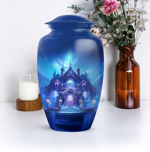 Image of Personalized Temple - Burial Urns for Adult Male Dad - Cremation Urns for Adult Ashes Women - Large Urns for Human Ashes Adult Man - 10 Inch - Large with Velvet Bag - Funeral Ashes Urn