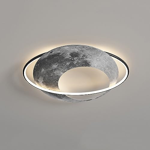 Plafond light LED lune nordique haut de gamme luminaire noir de chambre rond