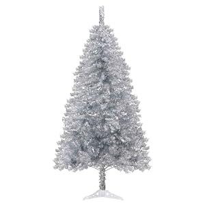 6Ft Silver Christmas Tree, Artificial Christmas Tree with 550 Branch Tips for Home, Indoor, Outdoor, Halloween Holiday Decorations