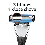 Amazon Basics 3-Blade Motion Sphere Razor for Men with Dual Lubrication, Handle & 20 Cartridges, Cartridges fit Amazon Basics Razor Handles only, 21 Piece Set, Black (Previously Solimo) - Image 4
