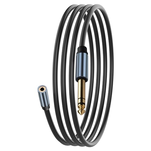 JSADZKJ Cable de extensión de 1/4 a 1/8 de 6,35 mm 1/4 macho TRS a 3,5 mm 1/8 hembra TRS estéreo jack convertidor adaptador de cable de extensión 6,35 mm a 3,5 mm cable de 5,9 pies