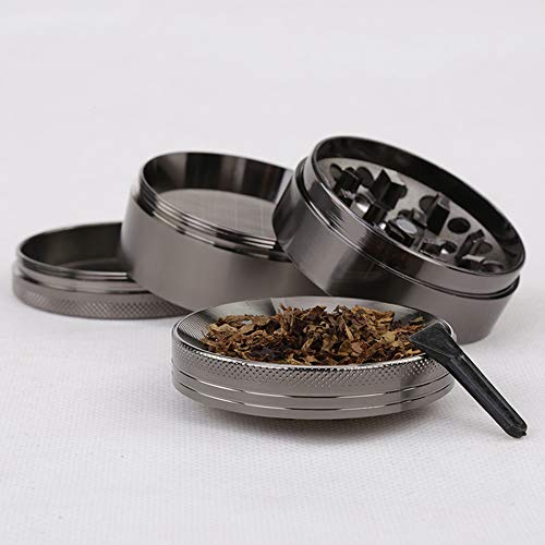 DENNOV Spice Herb Grinder, 4 Piece 2.2\", Premium Zinc Alloy- Ancient Silver