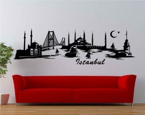 myDruck-Store Wandtattoo Istanbul Skyline XXL Türkei Wand Aufkleber Wohnzimmer Stadt 1M062_2, Farbe:Gold Glanz;Größe (Länge):120 cm