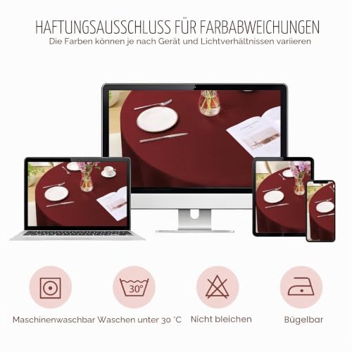 Softalker Tischdecke Rot Rund 140 cm Tischdecke Silvester Tischtuch Wasserabweisende Jacquard Geometrischem Tischwäsche Dekotischdecken für… – Ansicht 5