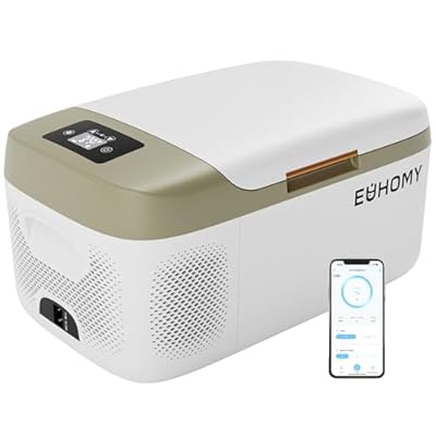 EUHOMY 12 Volt Refrigerators, 17QT Car Refrigerator APP Control, Car Fridge with 12/24V DC & 110-240V AC, Portable Refrigerator Freezer Fridge Cooler for Car, RV, Camping, Travel, Fishing, Outdoor Use
