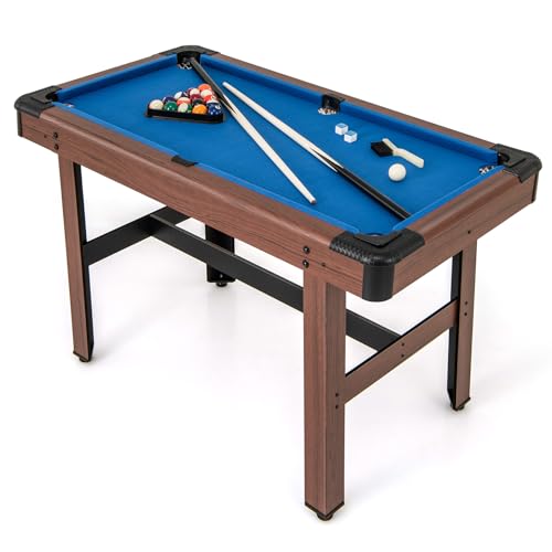 COSTWAY Table de Billard Americain avec Accessoires(2 Queues, 16 Boules, Triangle, 2 Craies, Brosse), Jeu de Billard avec Pieds Réglables, Coussin de...