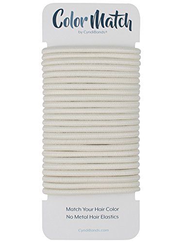 White Platinum Blonde No-Metal 4mm Elastic Hair Ties Color Match Ponytail Holders - 24 Count