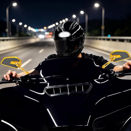 Image of Gold Motorcycle Carbon Fiber Rearview Mirrors for Harley Touring