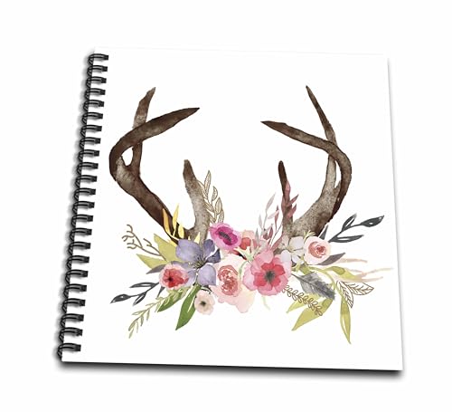 Livre de dessin bois rose et bleu floral 3drose 8x20,3 cm
