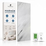 Marwona Naturstein Infrarotheizung 800 Watt - Massive Wandheizung aus echtem Marmor - Elektroheizung mit Digitalthermostat, lautlos, 100x40 cm (800 Watt)