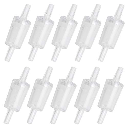 Pawfly 10 Pack Aquarium Air Pump Check Valves Red/Clear Plastic One-Way Non-Return Valve