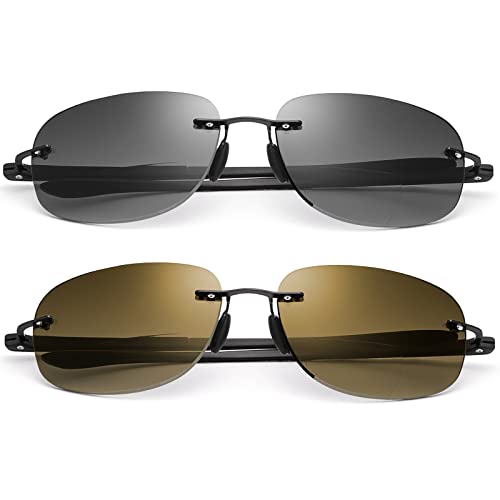 Dwuogniskowe okulary do czytania, bez ramek, okulary przeciwsłoneczne, okulary do czytania, dla mężczyzn i kobiet, Czarny i br?zowy, 1.5