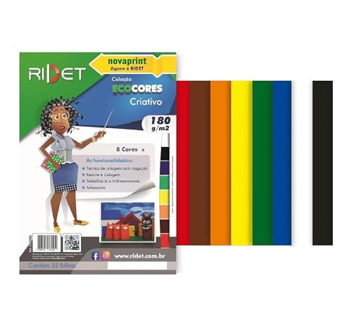 Bloco Ecocores Criativo A3, 8 Cores, 180 gramas 32 Folhas (Color Plus) - Novaprint Ridet