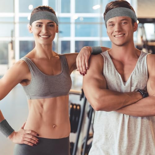 Image of Bememo 6 Pcs Neon Sports Sweatbands Set Sports Competitions Sweatbands 2 Headband 4 Wristbands Breathable Terry Cloth Athletic Bands for Team Soccer Spirit 80s Costumes Cosplay
