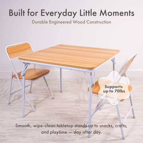 Image of Humble Crew Toddler Table and Chair Set for Kids, Wood Activity Furniture | Sturdy 3 piece playroom or bedroom desk, perfect size for crafts, snacks, homework, and learning, includes 2 matching seats
