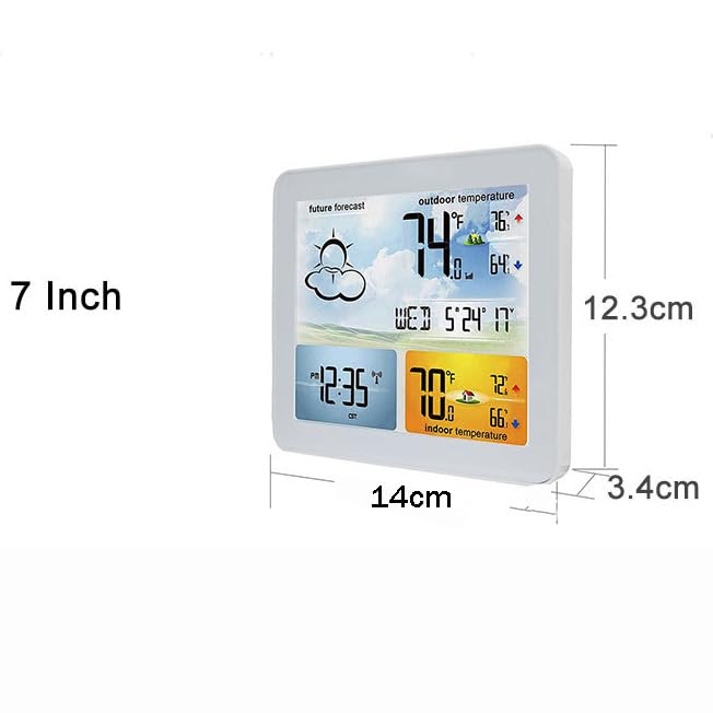 Stacja meteorologiczna z czujnikiem zewnętrznym,Cyfrowy budzik,Domowa stacja meteorologiczna z wyświetlaczem LCD,Temperatura zewnętrzna wewnątrz,Data,Prognoza pogody,czarny