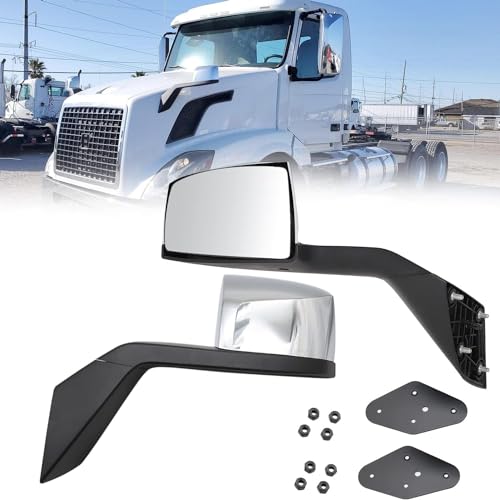 LEAVAN Chrome Hood Mirrors Fit for Volvo VNL 2000-2015 Pair 