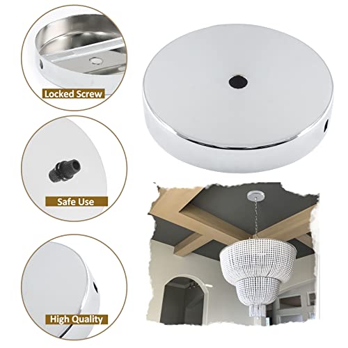 Piutouyar 2Pcs Ceiling Canopy Kit, Ceiling Light Cover Plate 4 Inch Chandelier Ceiling Plate Kit, Single Hole Pendant Canopy Kit For Pendant Light Or Chandelier, Chrome #TOP2