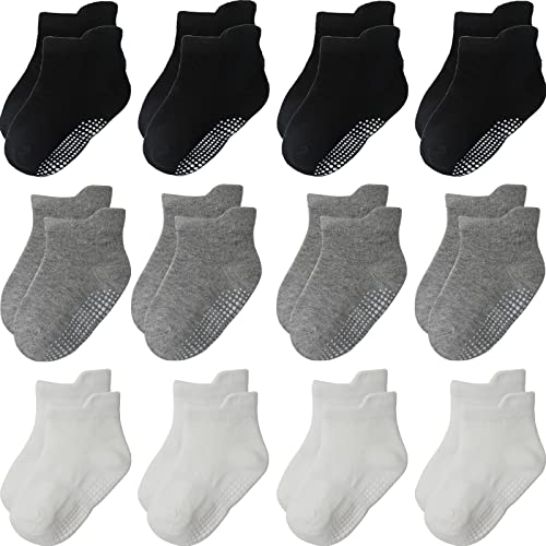 Image of Aroveea Toddler Socks Non Slip Grip Cute Cotton Baby Socks 12 Pack for Toddler Boys Girls Kids
