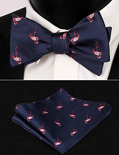 Image of Alizeal Mens 2pcs Solid Self-tied Bow Tie Set | Alizeal Mens 2pcs Self-tied Solid /Animal Bow Tie and Pocket Square Set Perfect for Wedding Business Formal Events