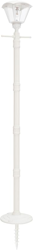 Gama Sonic Haven Solar Lamp Post Kit 74-inch Height, Outdoor Single White Resin and Clean Lens Post Lamp with Pole and EZ Anchor In-Ground Auger, Warm White 2700K (205B50271)