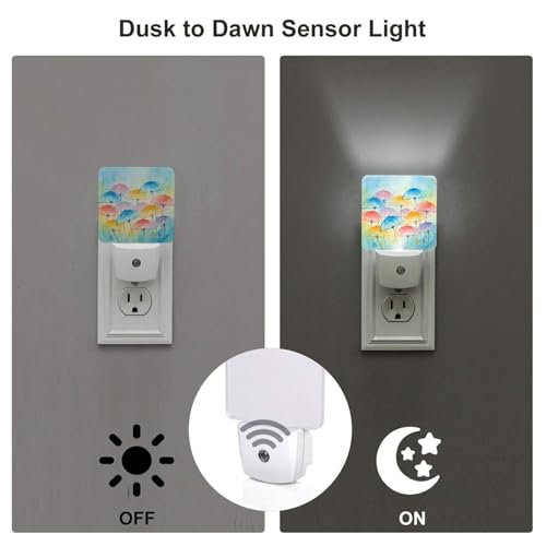 Image of Futterya Plug-in LED Night Light, Watercolor Rainbow Set of 2 Dusk-to-Dawn Auto Sensor Decor Lamp