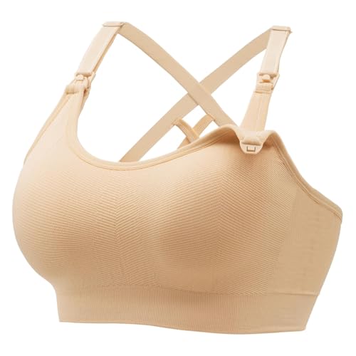Image of Angelhood Nursing Bras for Breastfeeding, Seamless Nursing Sports Bra Medium Impact Support Maternity Bras for Pregnancy