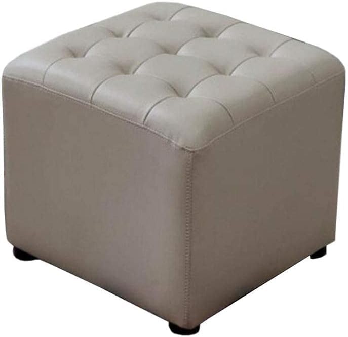 Repose-Pieds pour Changer de Chaussures, Tabouret Gris en Cuir