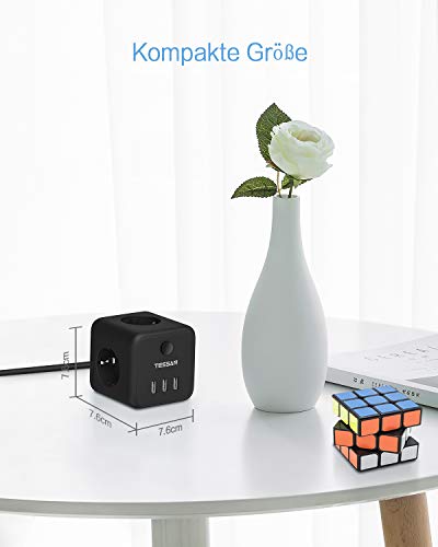 TESSAN Power Strip Cube Stekkerdoos met 3 Stopcontacten en 3 USB, Meervoudige Stekkeradapter met Schakelaar, USB… - Image 5