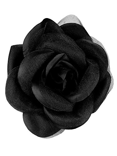 Image of Women's Multifunction Rose Flower Sheer Petal Brooch Pin Hair Tie Clip