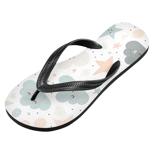 Burbuja Stars Clouds Flip Flops for Women Men, Soft Thong Sandals Rubber Slippers for Pool Beach Essentials2