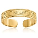 IceCarats 10K Solid Yellow Gold Greek Key Adjustable Toe Ring