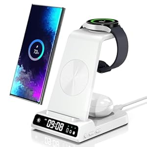 Wireless Charger for Samsung, 3 in 1 Wireless Charging Station for Galaxy S25 Ultra/S24/S23/Z Flip 7/Fold 6, Stand for Samsung Galaxy Watch 8/8 Classic/Ultra/7/6/5, Phone Charger for Galaxy Buds 3/Pro