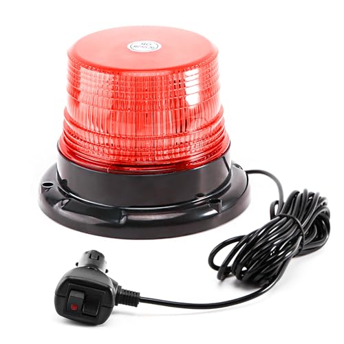 Image of Red LED Beacon Lights 12-24V Warning Safety Flashing Emergency Roadside Strobe Mini Light Bar with Magnetic Base for Snow Plow Truck Construction Vehicles Forklift Tractor Golf Carts 1-Pcs