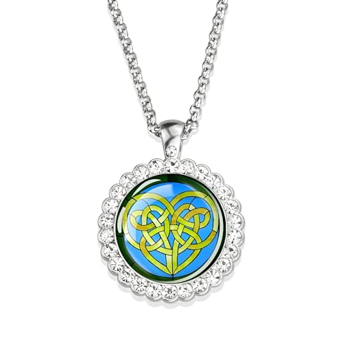 Chaîne de cou en forme de vert et pendentif trèfle, collier argent pour femme