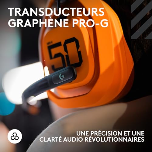 Logitech G Astro A50 X LIGHTSPEED McLaren Edition casque gaming sans fil + station d’accueil PRO G GRAPHENE PLAYSYNC Xbox Series X| + PS5 + PCMac Bluetooth dispositif de relais HDMI 2.1 Papaya - vue 4